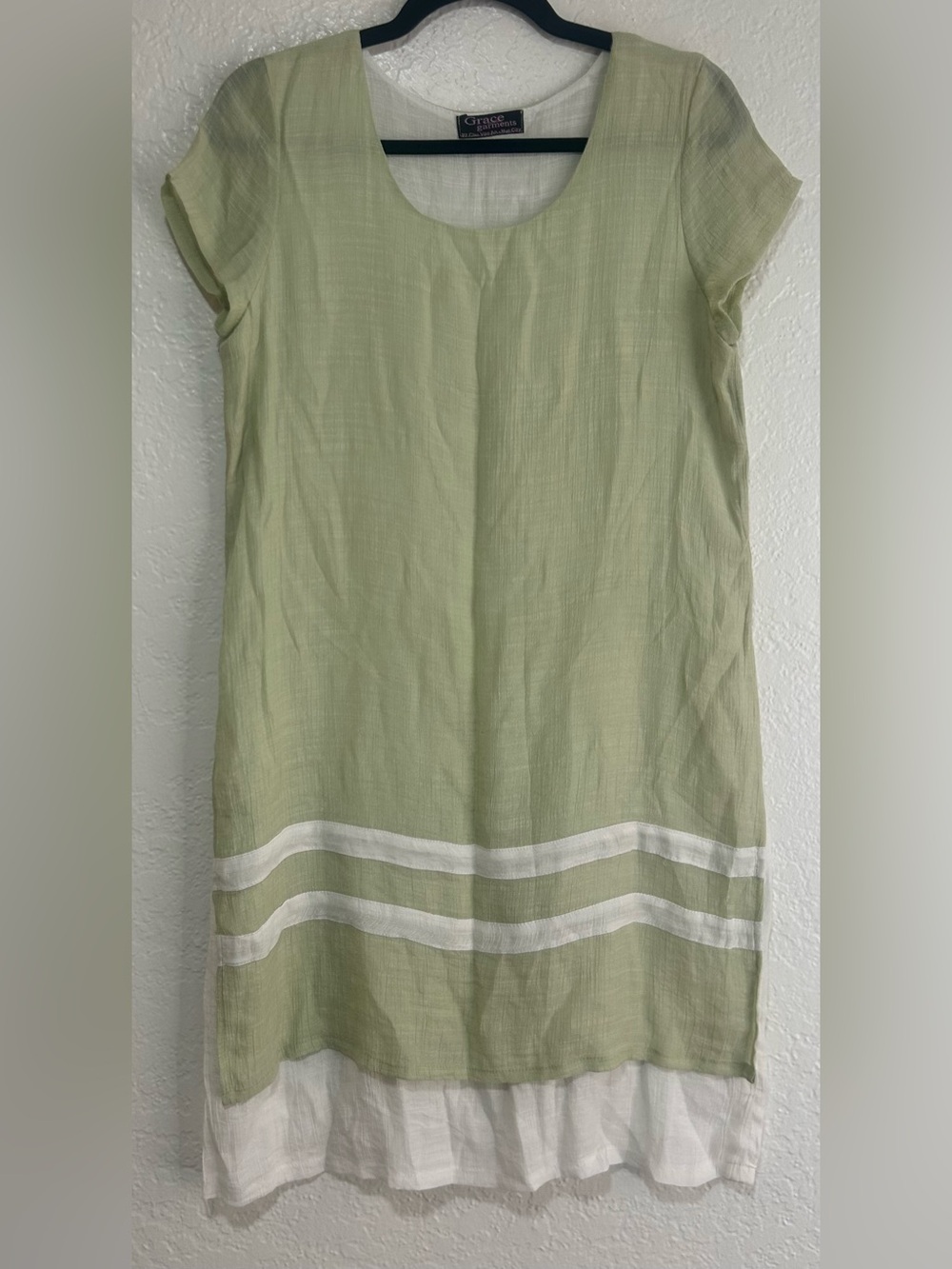 Grace Garments (Hue, Vietnam) Light Green Midi Dress with White Trim